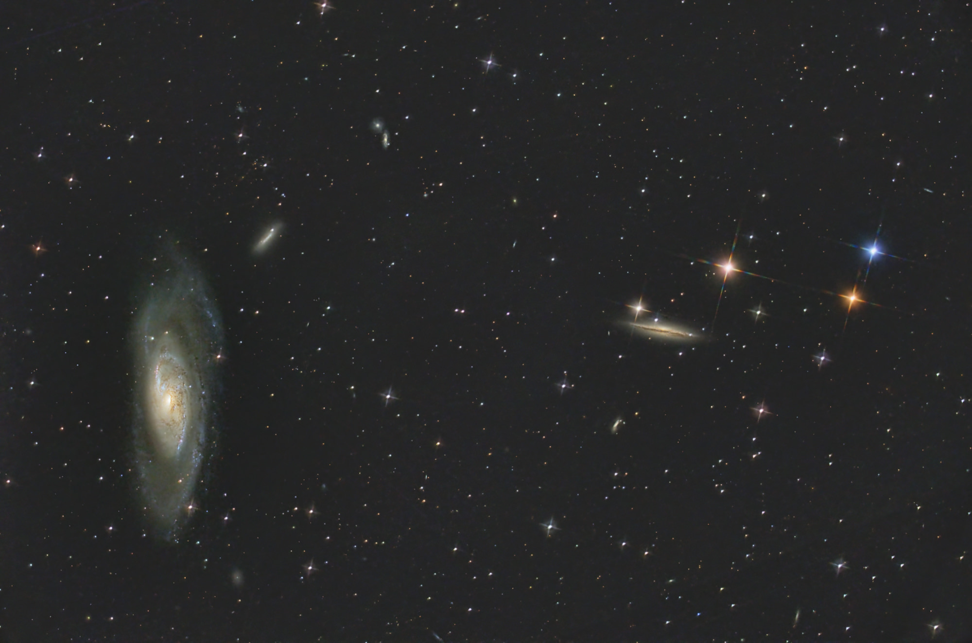 The spiral galaxy Messier 106 lies in the constellation Canes Venatici.